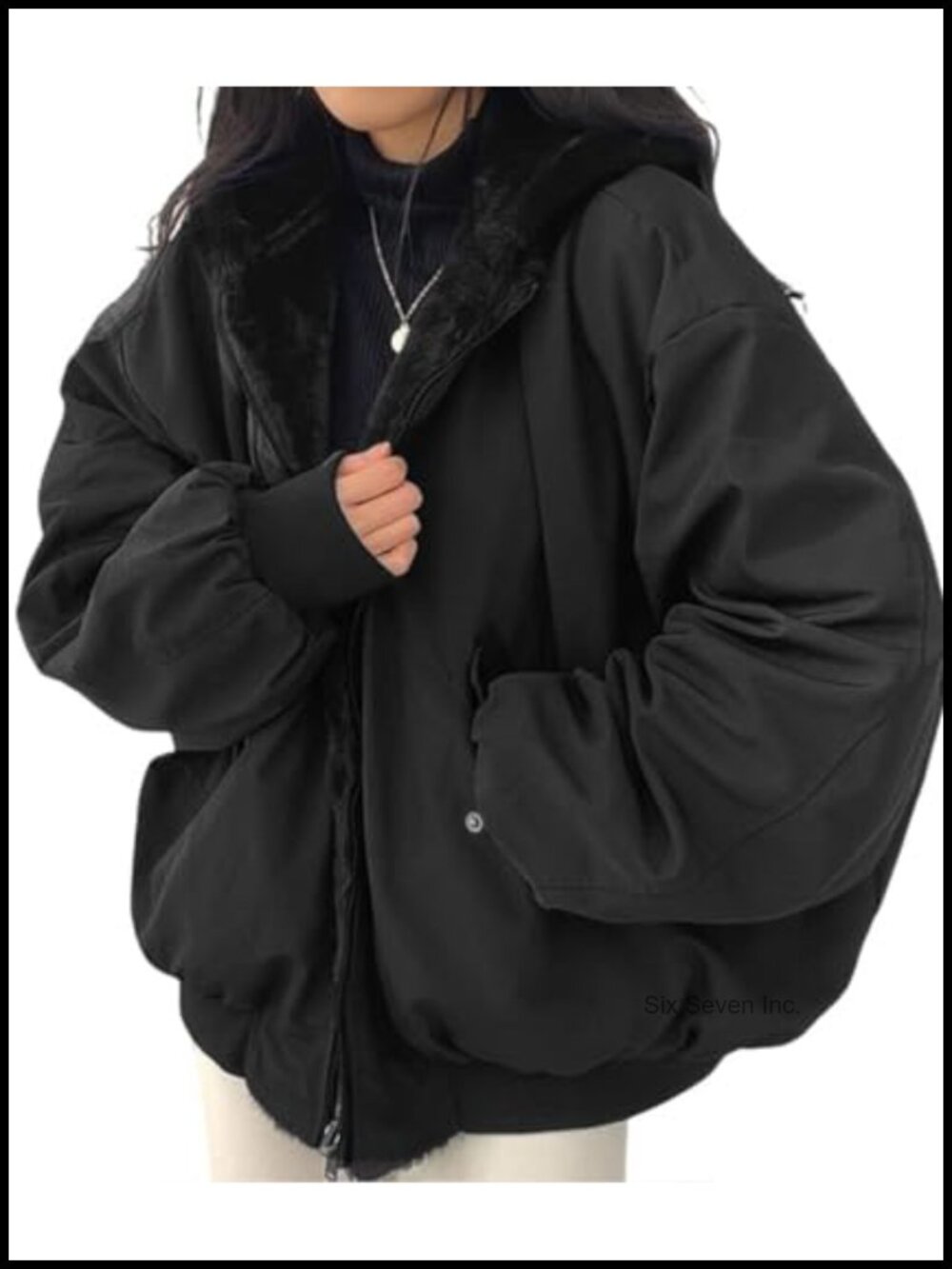 Women's Reversible Fleece Hooded Zip Up Jacket Coat with Pockets